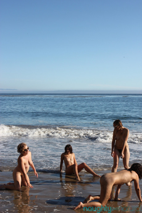 Playful amateur models with big boobs & hairy pussies doing yoga on the beach #5184