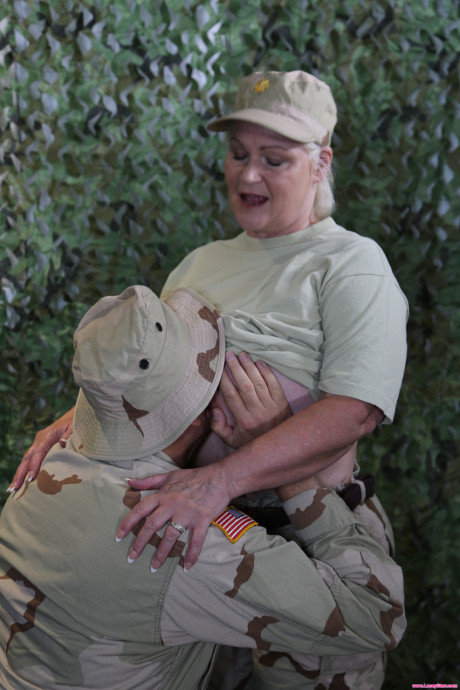 Hot military grandma Lacey Starr shows her enormous boobs & gets rammed by a soldier - #232516