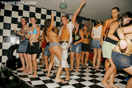 Luscious MILFs enjoy naughty sex gangbang at the drunk sex party - #74543