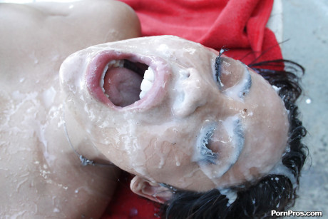 Bukkake scene featuring slender massive melons asian milf Mia Lelani - #263171