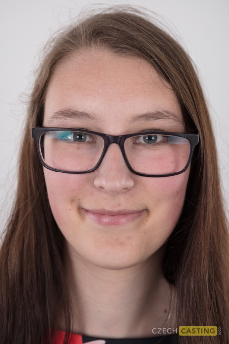 Nerdy young Katerina stands undressed as can be other than her glasses in the undressed - #193801