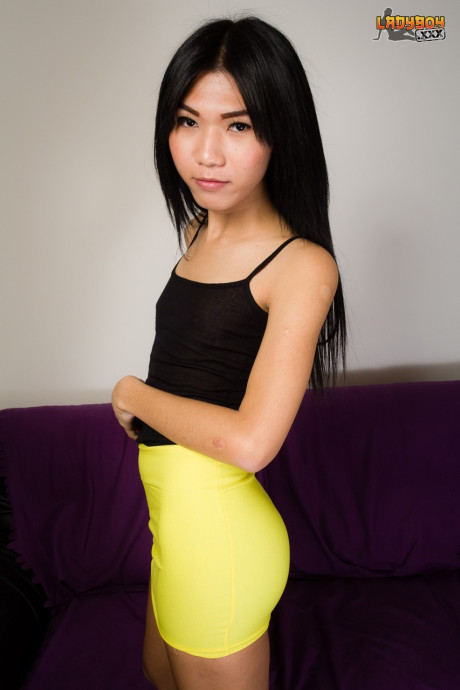 Charming transgirl Ang shows off her slim body and hard penis in a solo - #65988