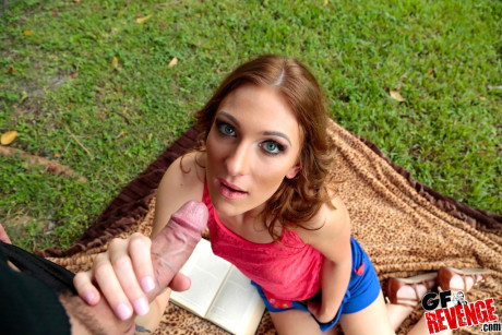 Spurned girl Alyce Sage gives another man bf lover a oral sex POV style - #3453