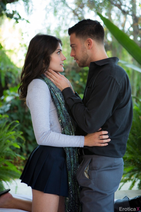 Stunning brunette young Adria Rae teases & undresses Seth Gamble outdoors - #71567