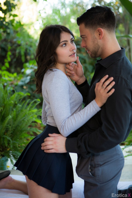 Stunning brunette young Adria Rae teases & undresses Seth Gamble outdoors - #71570
