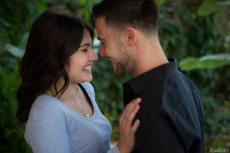 Stunning brunette young Adria Rae teases & undresses Seth Gamble outdoors - #71571