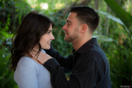 Stunning brunette young Adria Rae teases & undresses Seth Gamble outdoors - #71572