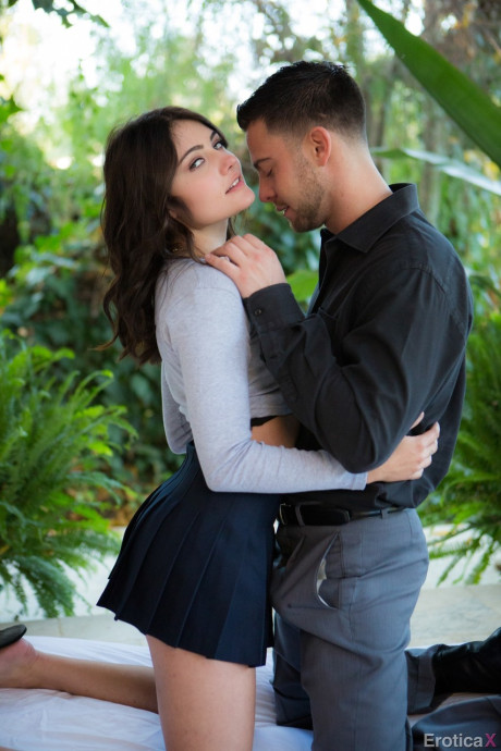 Stunning brunette young Adria Rae teases & undresses Seth Gamble outdoors - #71575