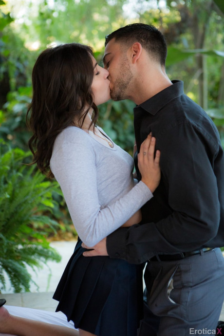 Stunning brunette young Adria Rae teases & undresses Seth Gamble outdoors - #71577