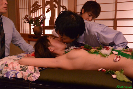 Japanese beauty Miu Suzuha gets gangbanged after being used as a sushi plate - #262223