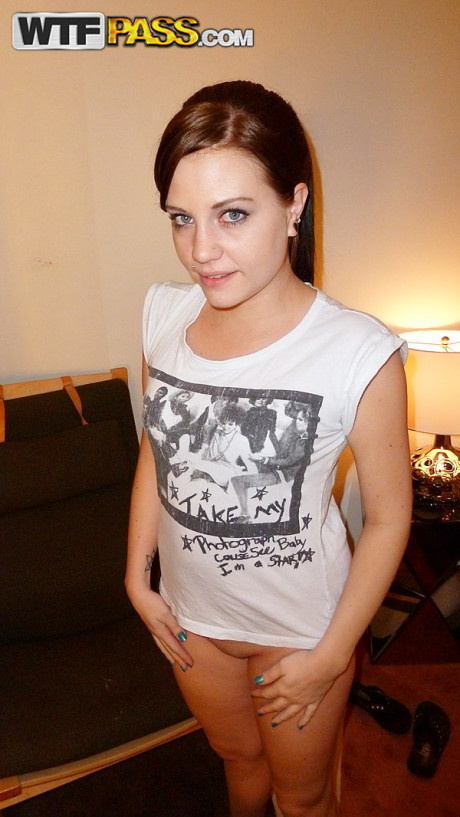 Bottomless lady GF woman Brandy sucks on her stud enormous dong during homemade POV action - #229983