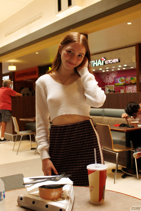 Pretty babe Myra Glasford flashes her butt and boobies before stripping in a car - #263332