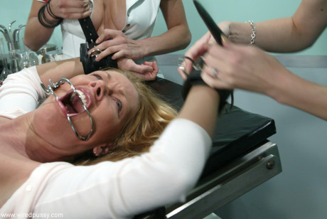Blondy Trina getting bound and pounded by nurse Chanta-Rose & her colleague - #145964