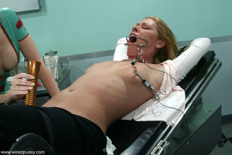 Blondy Trina getting bound and pounded by nurse Chanta-Rose & her colleague - #145975