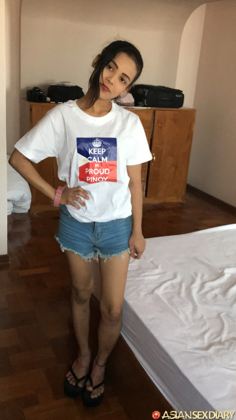 Cute tasty oriental babe Joy D shows her trimmed pussy up close & gets a POV dicking - #257390