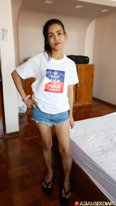 Cute tasty oriental babe Joy D shows her trimmed pussy up close & gets a POV dicking - #257393