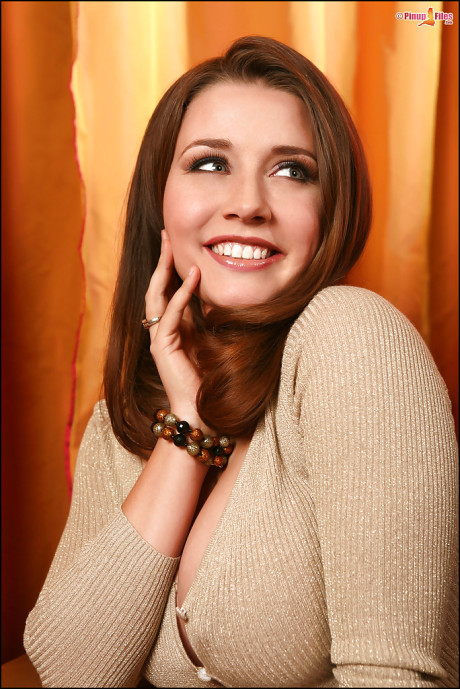 Chesty solo babe Erica Campbell releasing enormous breasts from skinny sweater - #194953