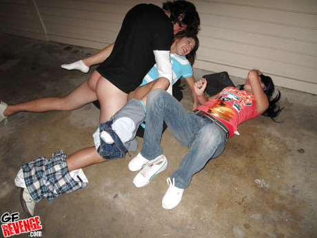 Filthy amateur gets anal hammered while her slutty gf watching - #88965