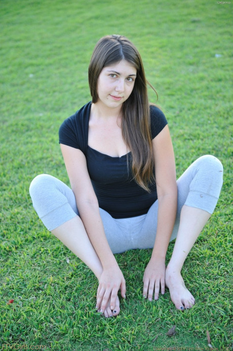 Amateur beauty with glasses Orianna gets naked while doing exercises outdoors - #160914