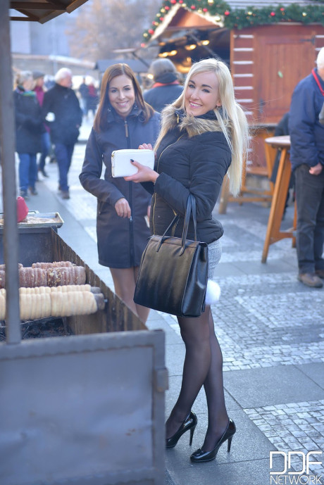 Two adorable European teens Daisy Lee and Antonia Sainz share a stiff boner - #255735