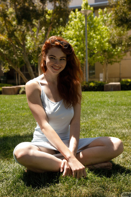 Pretty babe Sabrina Lynn shows her perfect body in a see-through dress in public - #70703
