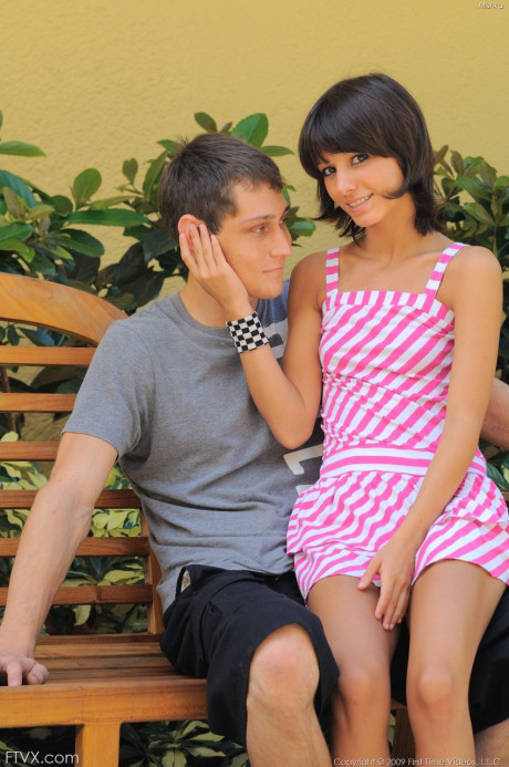 Brunette teen Mishka kisses a lover before bending over him and swallowing his penis - #227843