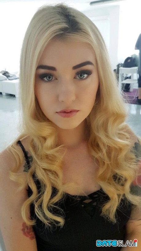 Gorgeous yellow-haired lady Misha Cross takes a selfie fully clothed and stark nude - #67833