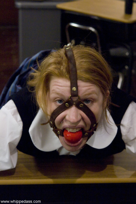 Buxom teacher Daphne Rosen gags, fingers and toys red hair student Madison fresh teen - #218366