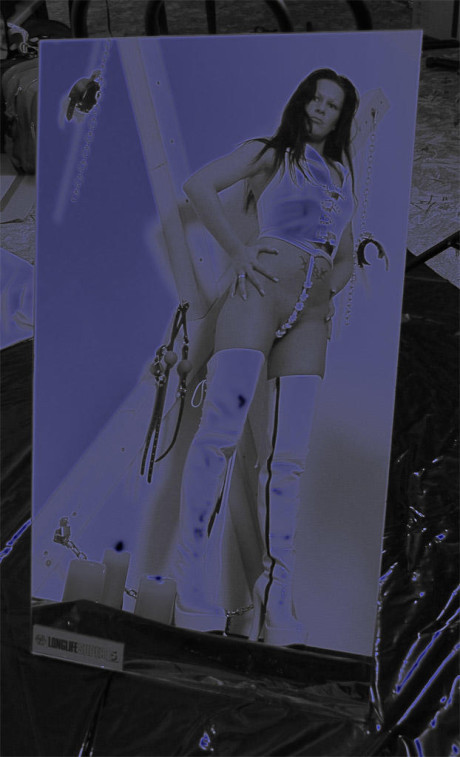 Brunette skank girl is cleave gagged and restrained to a St Andrew's Cross in boots - #170494