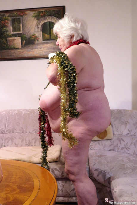 Playful granny Neebana strips and shows her monster saggy melons - #142153