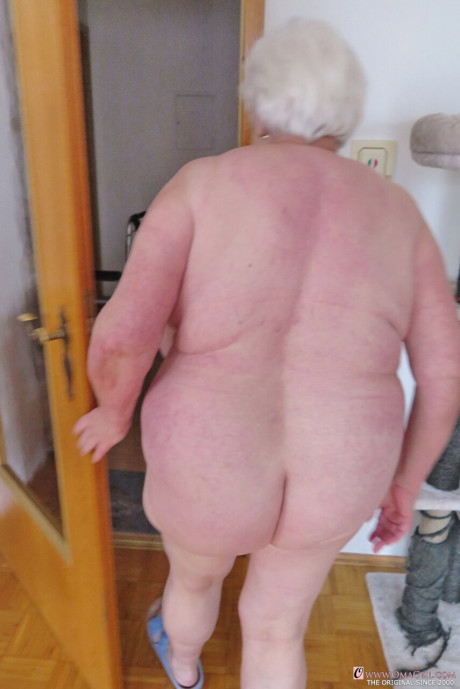 Playful granny Neebana strips and shows her monster saggy melons - #142156