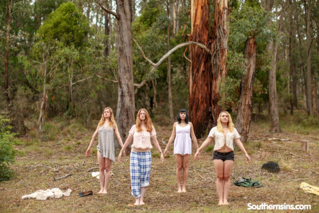 Stunning Australian whores practicing yoga in their hot outfits in nature - #146059