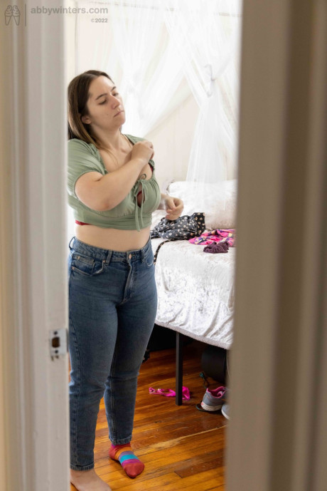 Chubby amateur Paige E shows off her backside while getting dressed - #175976