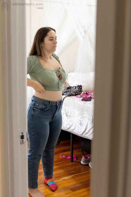Chubby amateur Paige E shows off her backside while getting dressed - #175977