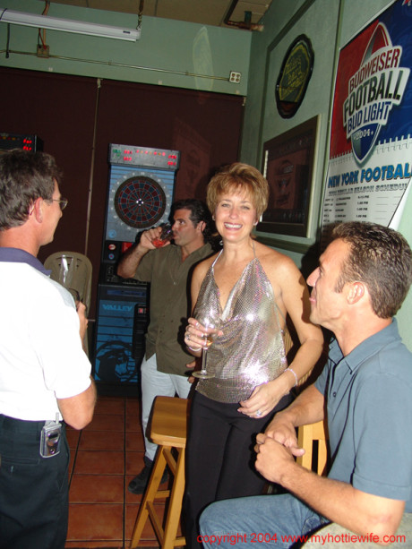Dirty mature fiance Tracy suck shows off her humongous breasts at a swingers party - #175800