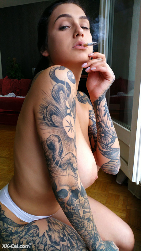 Amateur babe Evgenia Talanina showing off her sweet tattoos & gigantic tits - #23461