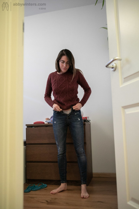 Brunette young with a hot ass Paola G dressing in an everyday outfit - #63214