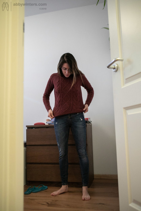 Brunette young with a hot ass Paola G dressing in an everyday outfit - #63215