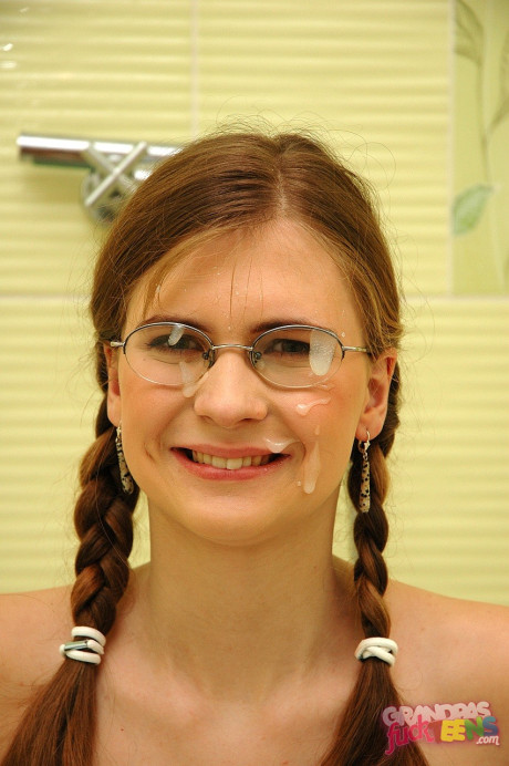 Pigtailed teen with tiny tits Katinka gets hammered and creamed by an mature boy bf dude - #193997