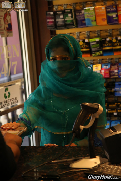 Hot Muslim babe Nadia Ali strips at a gloryhole and licks a massive black meat - #214192