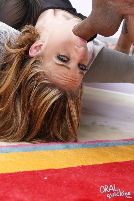 Wild babe Riley Shy poses sexily poolside and deepthroats a monstrous hard penis - #245005