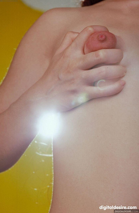 Sweet brunette Deja Chan plays with her puffy nipples & shows her shaved pussy #10266