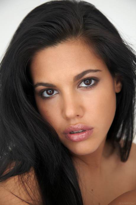 Raven-haired Spanish teen Apolonia shows her big booty & rubs her cunt lips - #233695