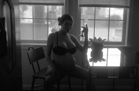Pregnant broad masturbates with a vibrator in an erotic B&W scene - #207286