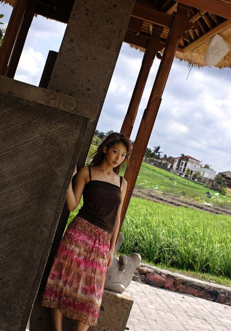 Fresh teen Japanese chick girl lady Honoka exposes her great tits in the countryside - #282888