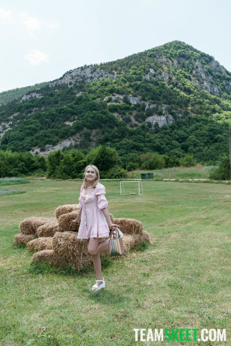 Adorable teen Una Fairy unveils her boobs & gives head before sex in the woods - #218784