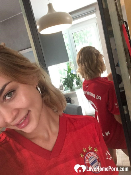 Ravishing fine amateur teen lifts her red shirt up and shows her monstrous natural melons - #157655