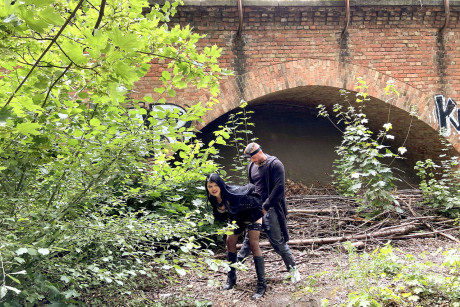 Goth whore Doreen getting her pierced pussy poked and creampied - #208778