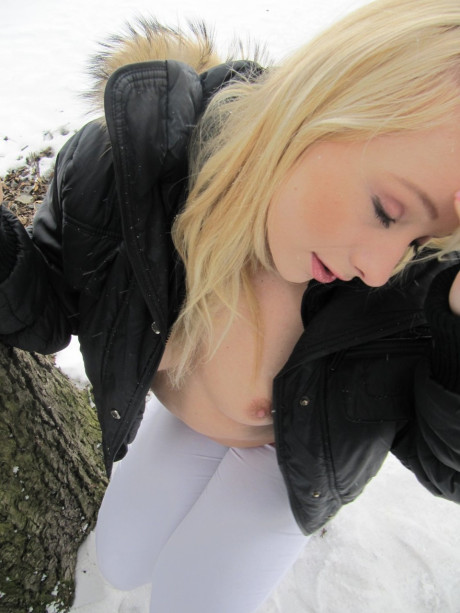 Ravishing pretty blondy teen Tonya shows her juicy titties & her fine ass outdoors - #195505