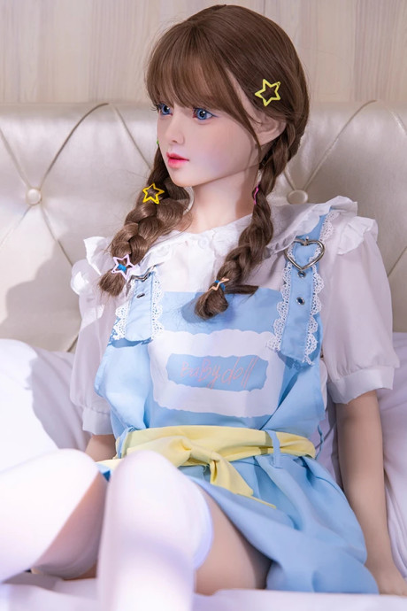 Adorable girl girlfriend lady next door doll with braided pigtails gets nude in white hosiery - #302112